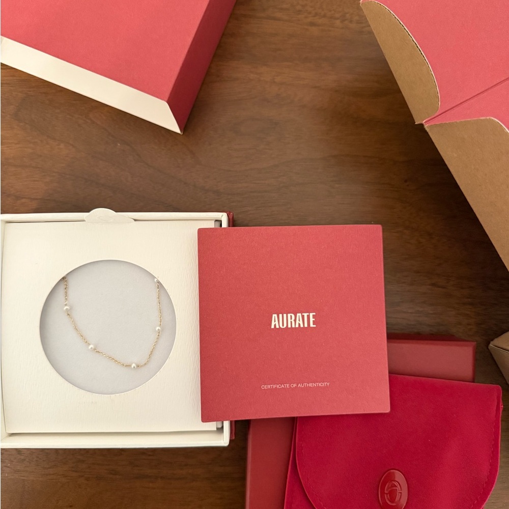 Aurate Classic Pearl Station Necklace in Gold Vermeil